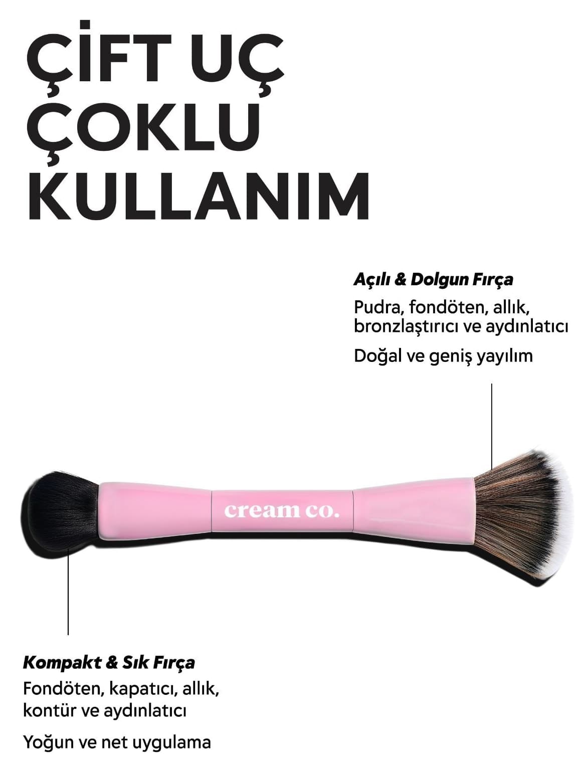 برس آرایش دوطرفه Cream Co. چندمنظوره رژگونه کانتور فاندیشن و کانسیلر برس آرایش دوطرفه Cream Co. چندمنظوره رژگونه کانتور فاندیشن و کانسیلر