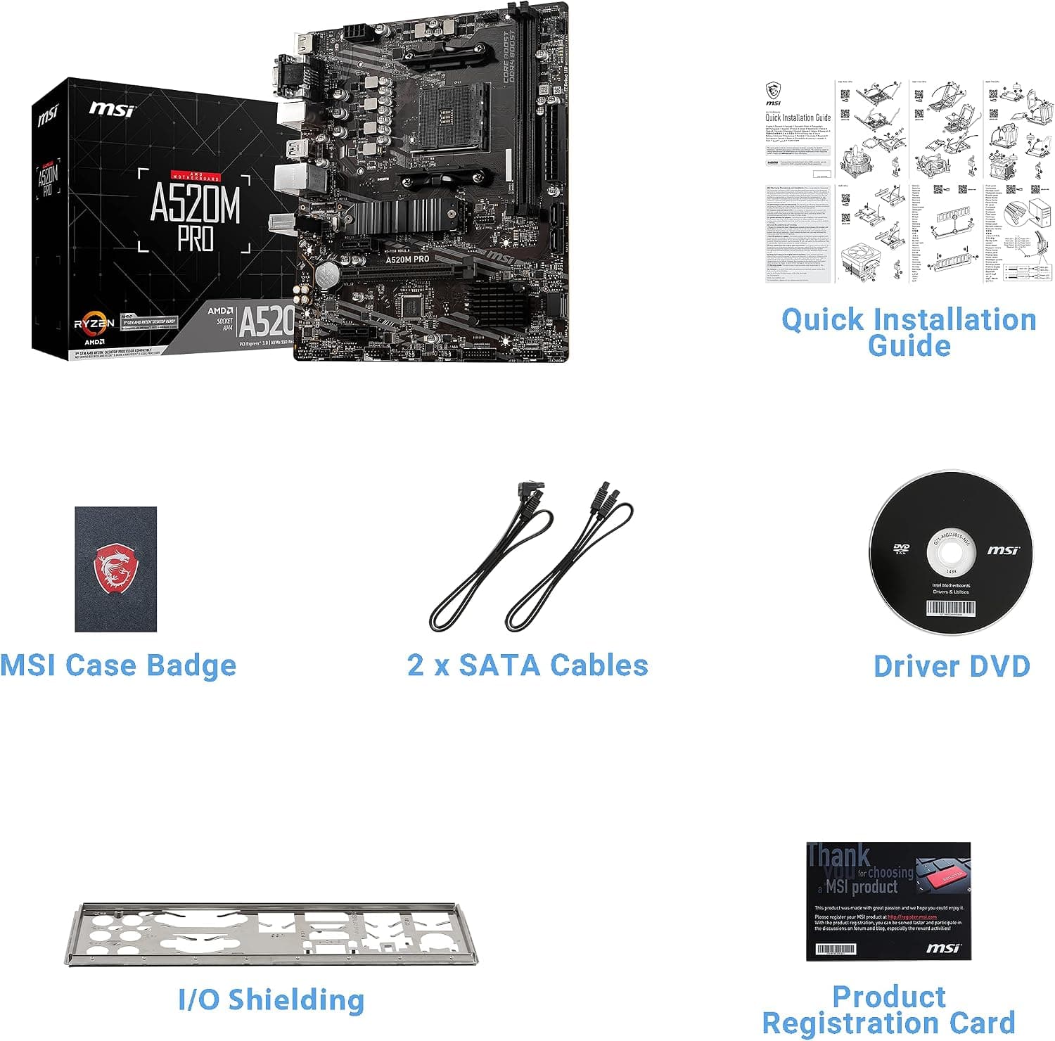 مادربرد MSI با سوکت AM4 و حافظه DDR4 فرم mATX مدل A520M PRO مادربرد MSI با سوکت AM4 و حافظه DDR4 فرم mATX مدل A520M PRO