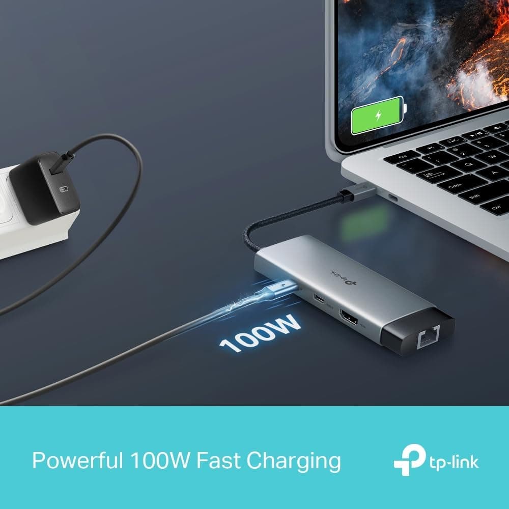 مبدل Type C به Gigabit Ethernet TP-Link مدل UH6120C با 1 پورت HDMI، 1 پورت شارژ سریع 100W، 1 USB-C و 2 USB-A 3.0 مبدل Type C به Gigabit Ethernet TP-Link مدل UH6120C با 1 پورت HDMI، 1 پورت شارژ سریع 100W، 1 USB-C و 2 USB-A 3.0