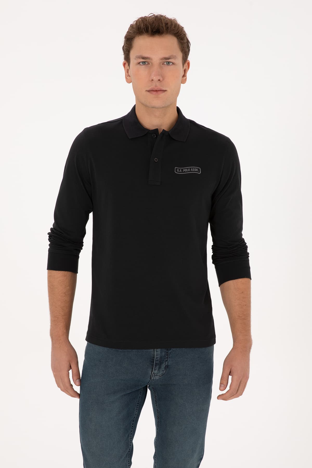 سوئیشرت مردانه U.S. Polo Assn. فیت معمولی یقه پولو مشکی مدل 50315454-VR046 سوئیشرت مردانه U.S. Polo Assn. فیت معمولی یقه پولو مشکی مدل 50315454-VR046
