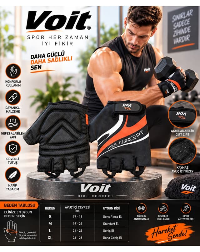 دستکش فیتنس و وزنهبرداری یونیسکس Voit مدل 8206 دستکش فیتنس و وزنهبرداری یونیسکس Voit مدل 8206