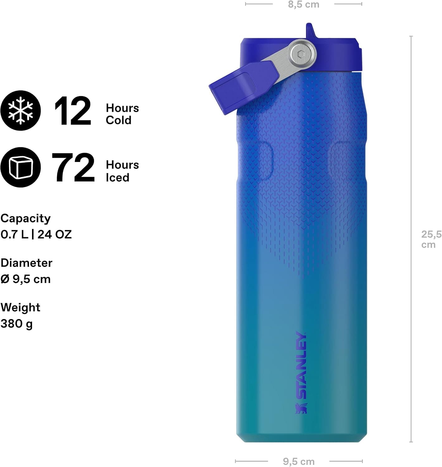 قمقمه Stanley IceFlow Aerolight Flip Straw 2.0 با نی 0.7 Litre آبی اقیانوسی قمقمه Stanley IceFlow Aerolight Flip Straw 2.0 با نی 0.7 Litre آبی اقیانوسی
