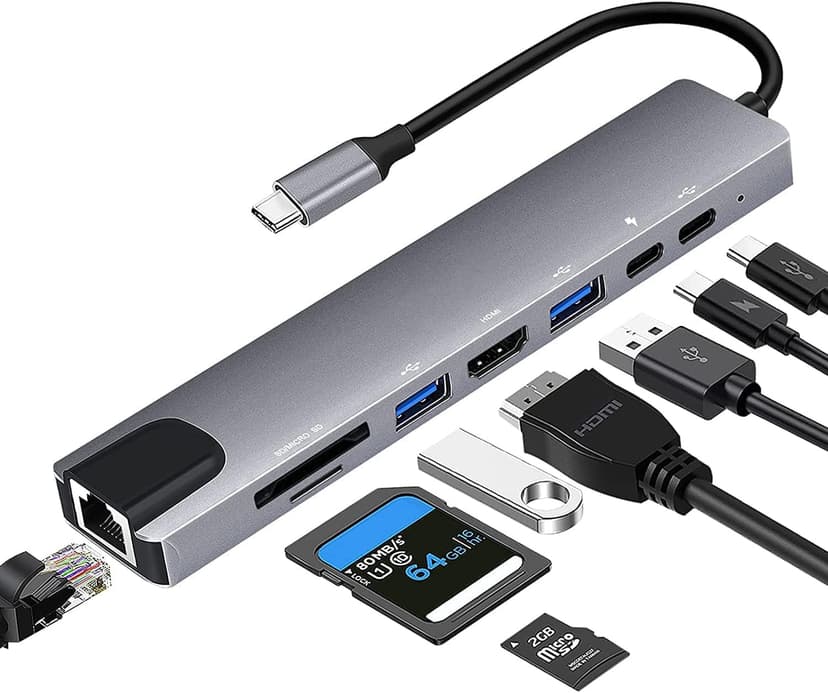 هاب USB C OTCPP 8 در 1 HDMI 4K 60Hz PD 100W هاب USB C OTCPP 8 در 1 HDMI 4K 60Hz PD 100W