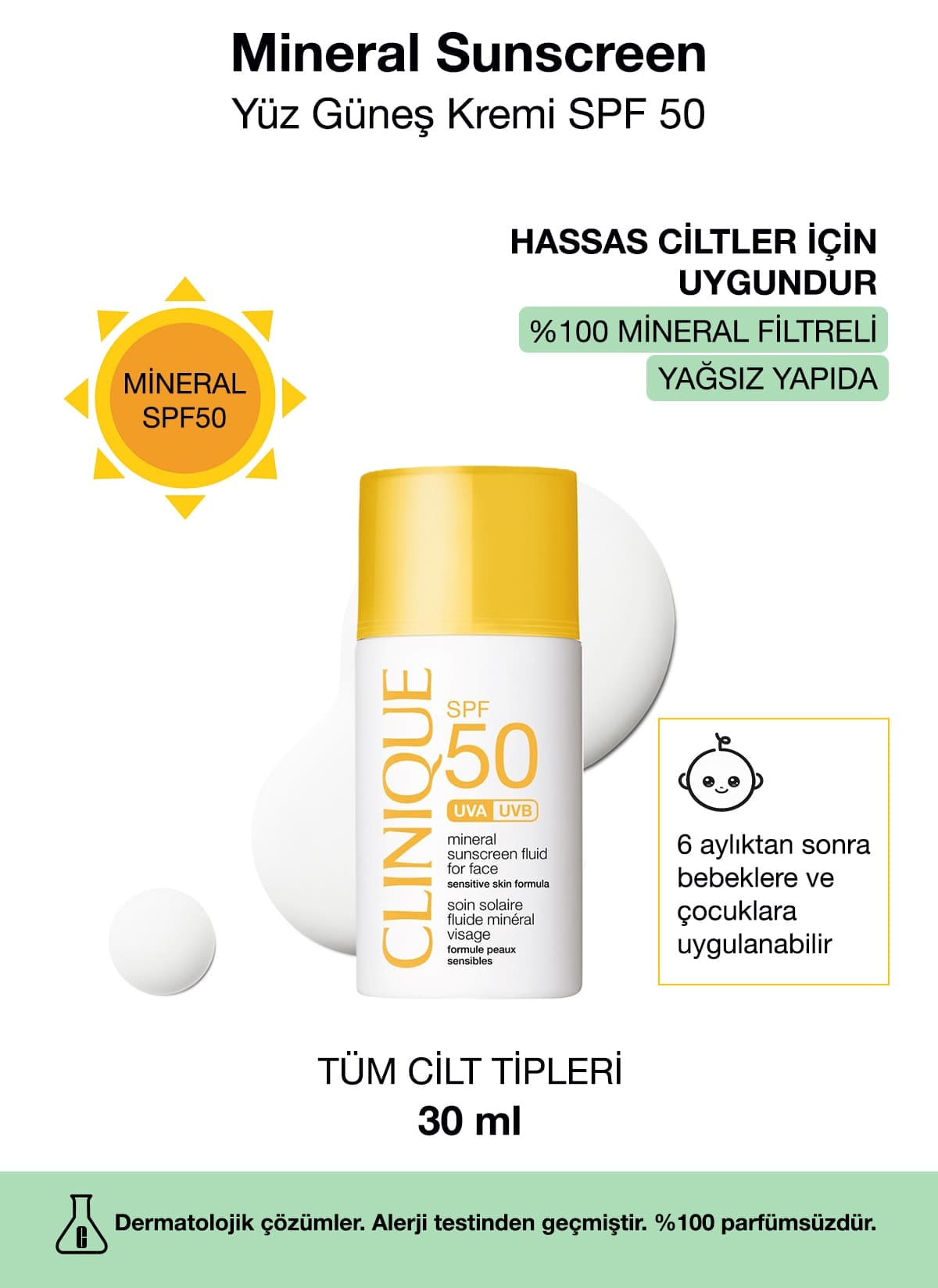 کرم ضد آفتاب صورت Clinique فوق سبک و بدون روغن Mineral Sunscreen SPF 50 30 ml کرم ضد آفتاب صورت Clinique فوق سبک و بدون روغن Mineral Sunscreen SPF 50 30 ml