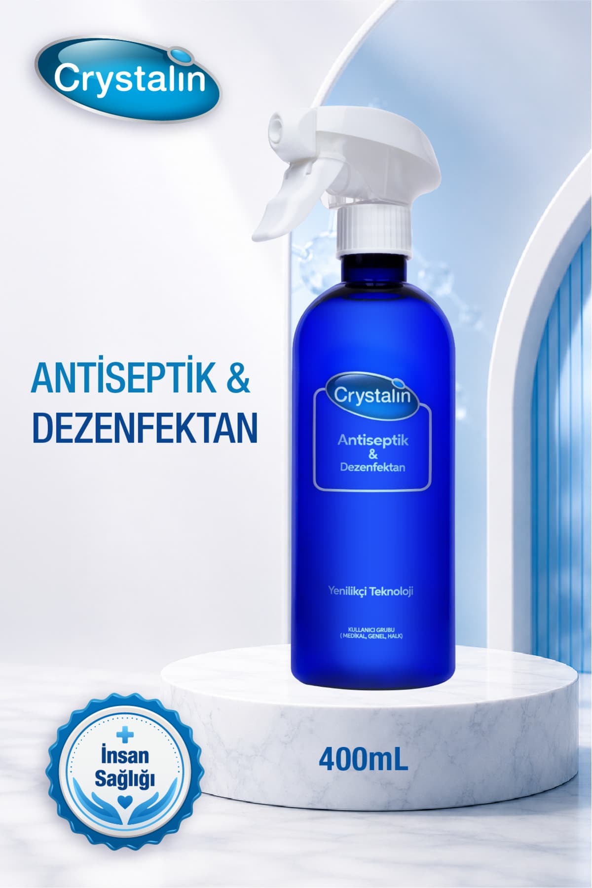 آنتیسپتیک و ضدعفونیکننده Crystalin حجم 400 ml آنتیسپتیک و ضدعفونیکننده Crystalin حجم 400 ml