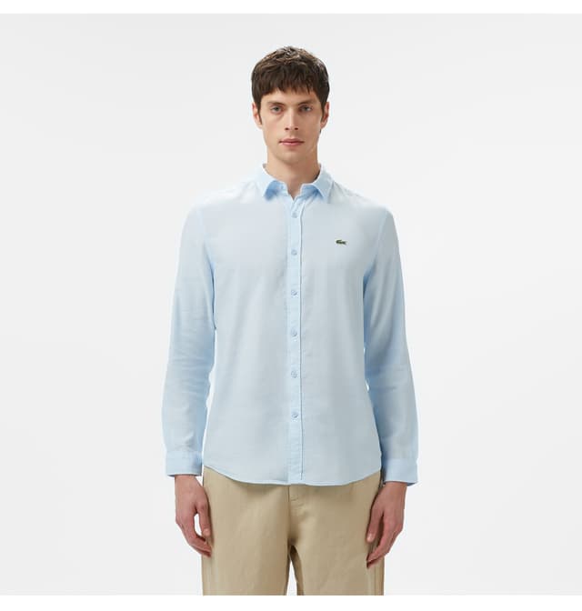پیراهن مردانه Lacoste کتان آبی روشن فیت معمولی پیراهن مردانه Lacoste کتان آبی روشن فیت معمولی
