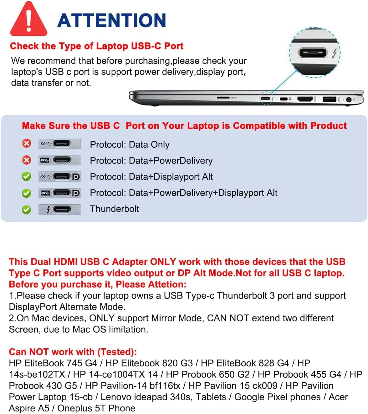 مبدل USB C به دو HDMI برای اتصال دو مانیتور Dnkeaur با پشتیبانی از 4K مبدل USB C به دو HDMI برای اتصال دو مانیتور Dnkeaur با پشتیبانی از 4K