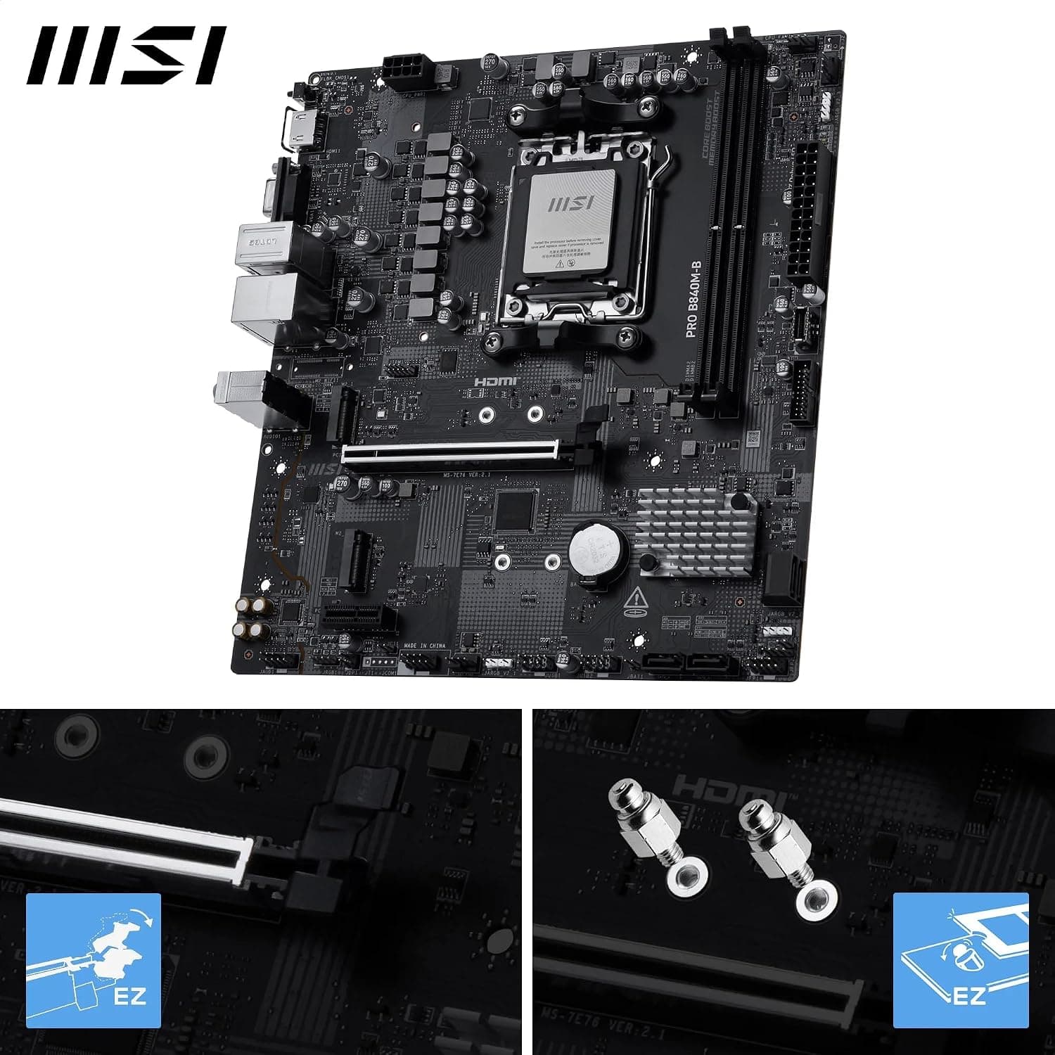 مادربرد MSI PRO مدل B840M-B AM5 DDR5 8000MHZ(OC) MATX مادربرد MSI PRO مدل B840M-B AM5 DDR5 8000MHZ(OC) MATX