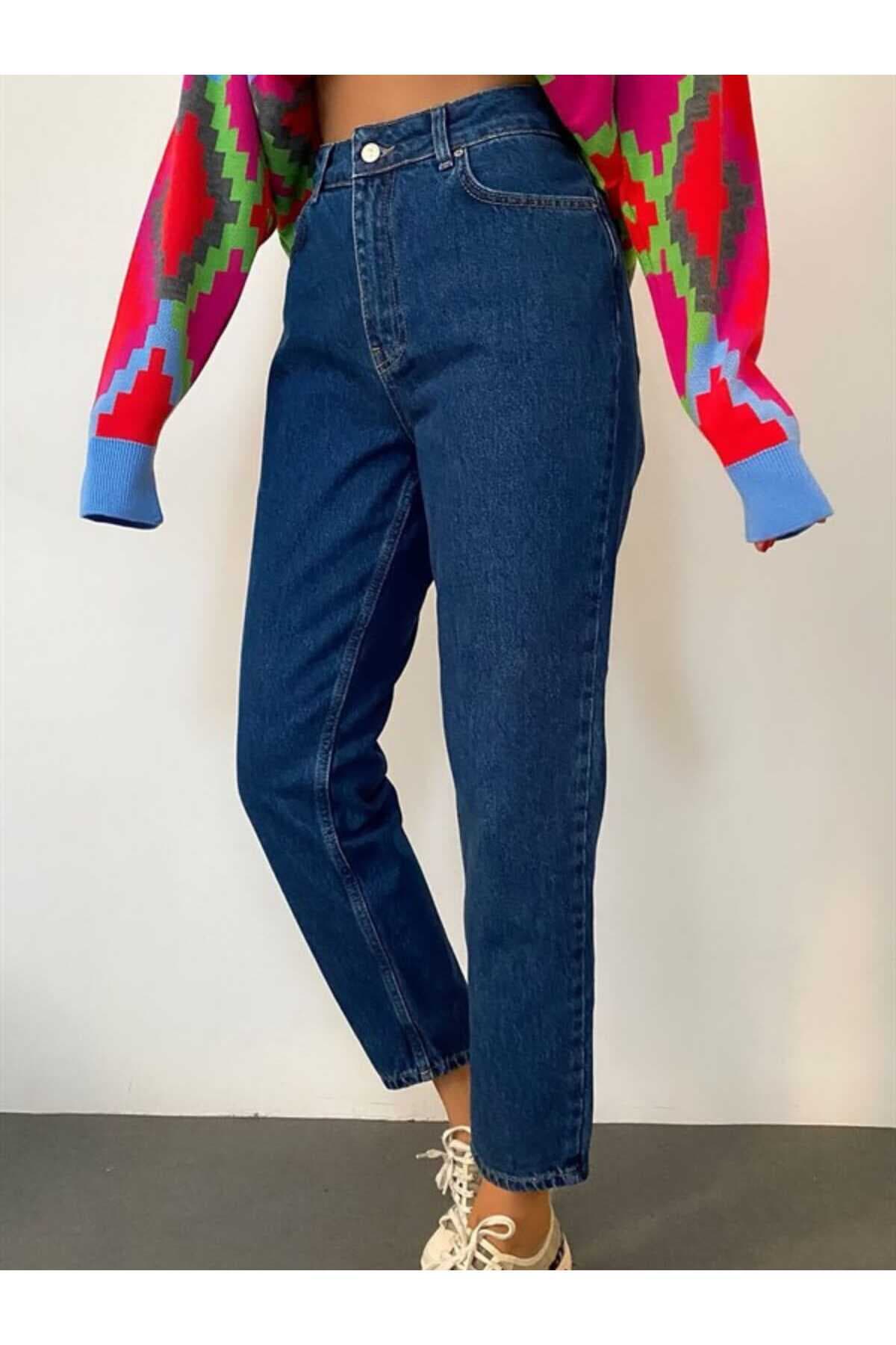 شلوار جین زنانه comfort jeans کمربلند لایکرادار بافت نرم کات راحت Mom Jean شلوار جین زنانه comfort jeans کمربلند لایکرادار بافت نرم کات راحت Mom Jean