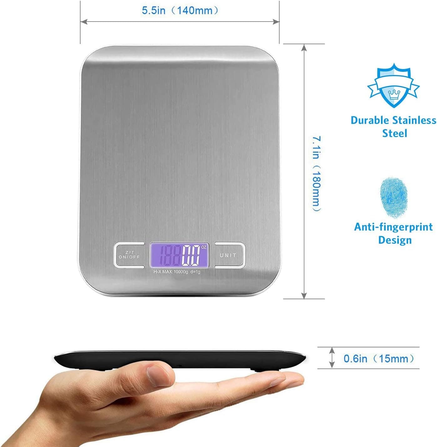 ترازوی آشپزخانه دیجیتال Royal Polar 10KG نقرهای با نمایشگر LCD و تارا ترازوی آشپزخانه دیجیتال Royal Polar 10KG نقرهای با نمایشگر LCD و تارا