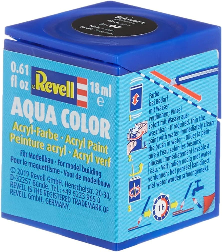 رنگ ماکت پایه آب Revell مشکی براق 18 ml مدل 36107 رنگ ماکت پایه آب Revell مشکی براق 18 ml مدل 36107