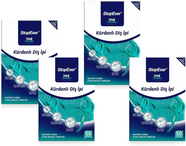 نخ دندان خلالدار Stopever با طعم نعناع، بسته 4 عددی، 200 عددی (4 x 50) نخ دندان خلالدار Stopever با طعم نعناع، بسته 4 عددی، 200 عددی (4 x 50)