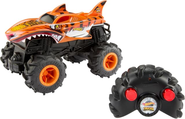 کامیون اسباببازی کنترلی Hot Wheels Monster Trucks Tiger Shark مقیاس 1:24 با چرخهای مناسب مسیرهای ناهموار مدل HNV03 کامیون اسباببازی کنترلی Hot Wheels Monster Trucks Tiger Shark مقیاس 1:24 با چرخهای مناسب مسیرهای ناهموار مدل HNV03