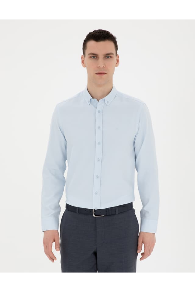 پیراهن مردانه Pierre Cardin آبی روشن اکسفورد اسلیم فیت آستین بلند مدل 50289396-VR003 پیراهن مردانه Pierre Cardin آبی روشن اکسفورد اسلیم فیت آستین بلند مدل 50289396-VR003