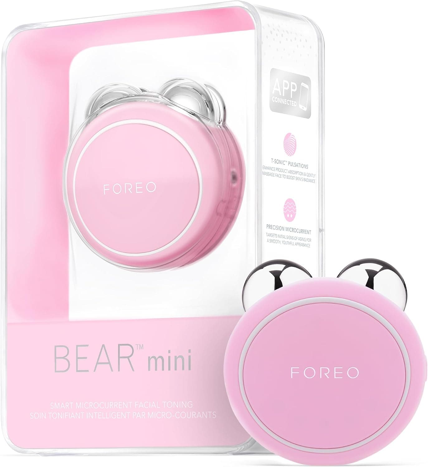 دستگاه سفتکننده صورت FOREO Bear Mini با میکروجریان موضعی صورتی مرواریدی دستگاه سفتکننده صورت FOREO Bear Mini با میکروجریان موضعی صورتی مرواریدی