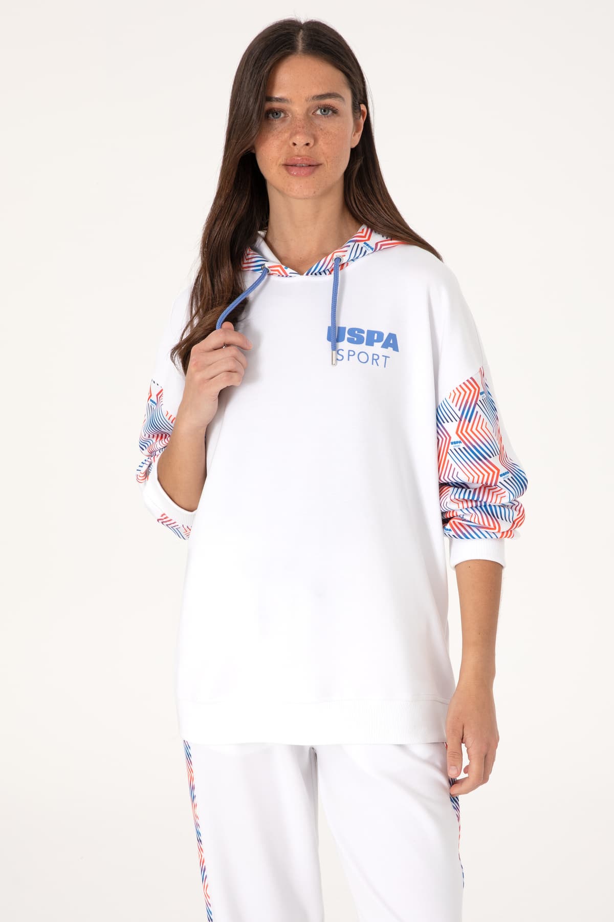 سوئیشرت زنانه U.S. Polo Assn. سفید با ترکیب مودال کلاهدار مدل 50300694-VR013 سوئیشرت زنانه U.S. Polo Assn. سفید با ترکیب مودال کلاهدار مدل 50300694-VR013