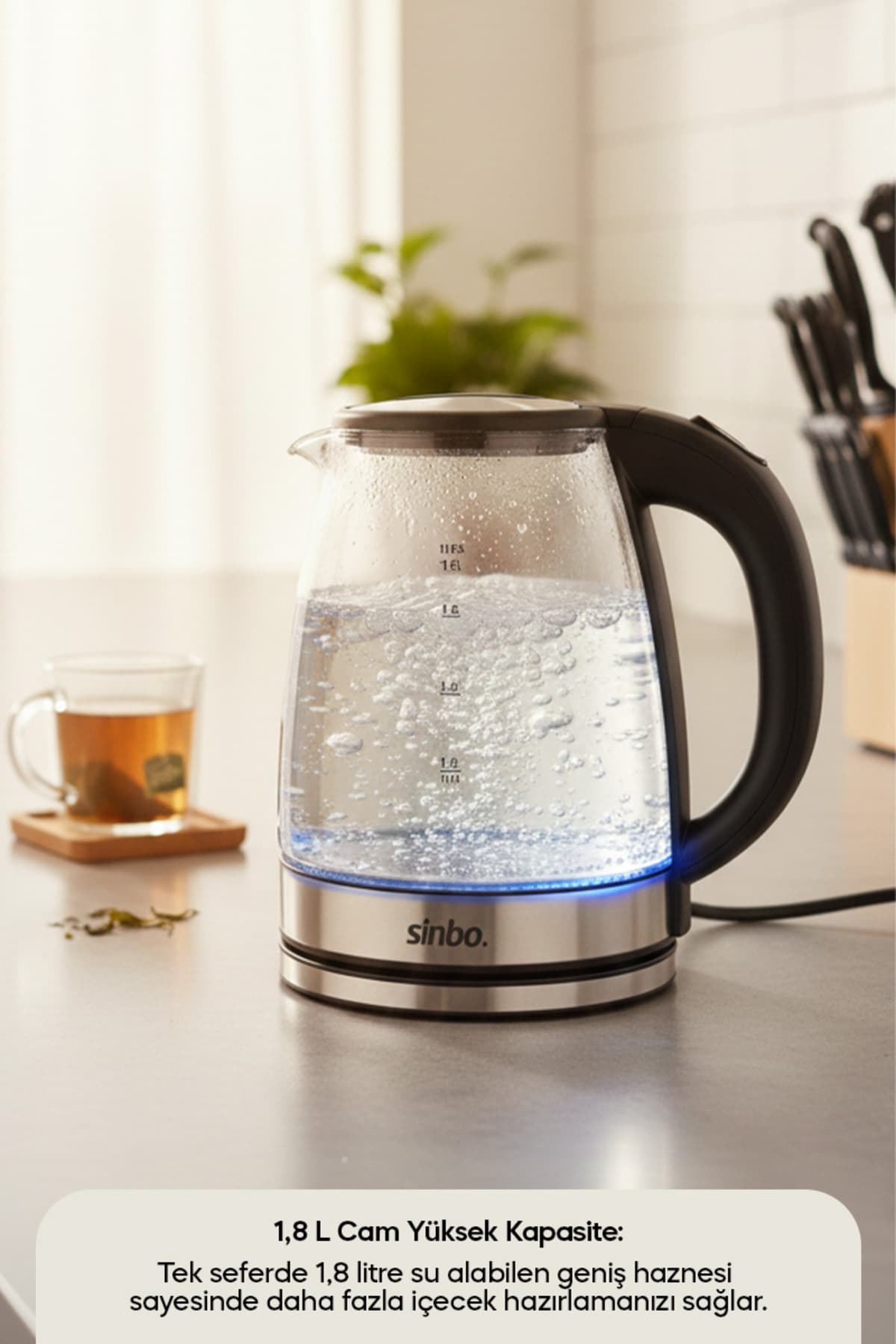 کتری برقی Sinbo بیسیم شیشهای آبی با نورپردازی LED مدل SK-8033 کتری برقی Sinbo بیسیم شیشهای آبی با نورپردازی LED مدل SK-8033