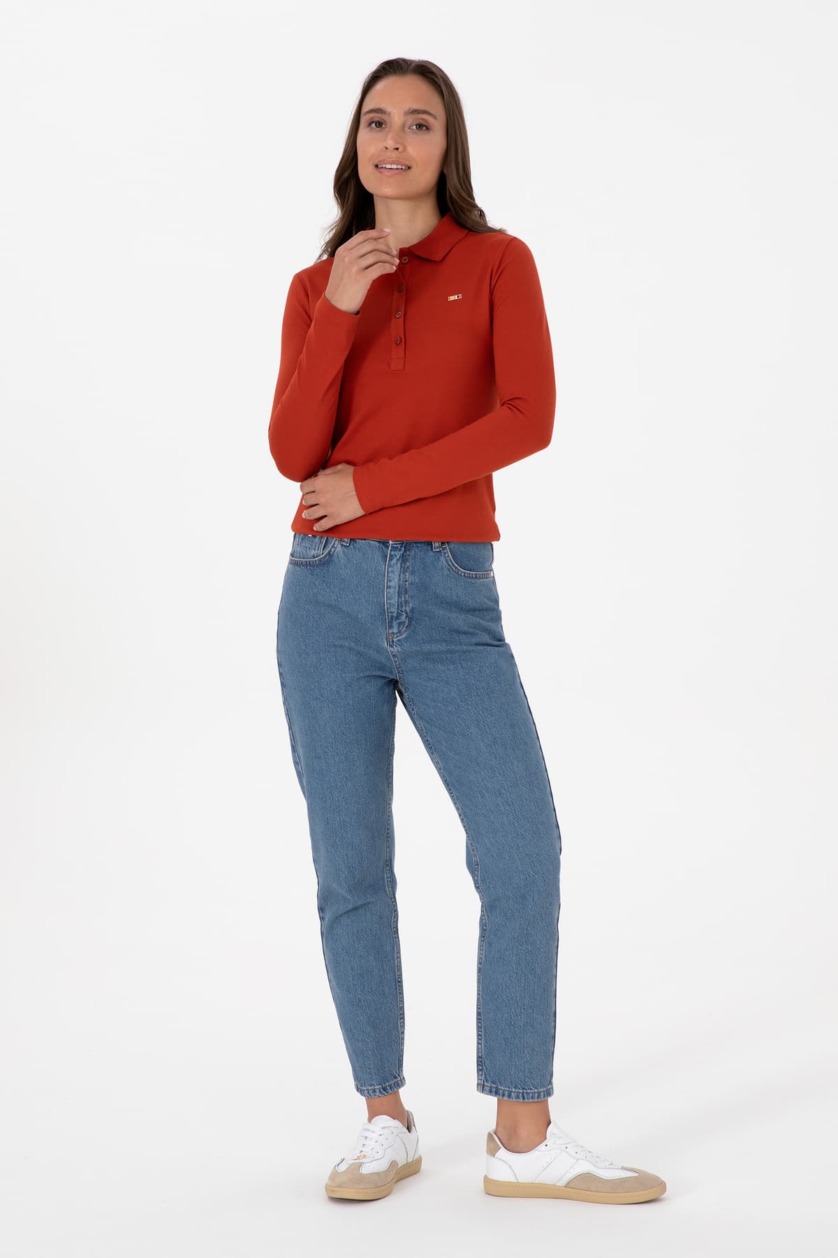 سویشرت زنانه U.S. Polo Assn. یقه پولو ساده آجری مدل 50313593-VR031 سویشرت زنانه U.S. Polo Assn. یقه پولو ساده آجری مدل 50313593-VR031