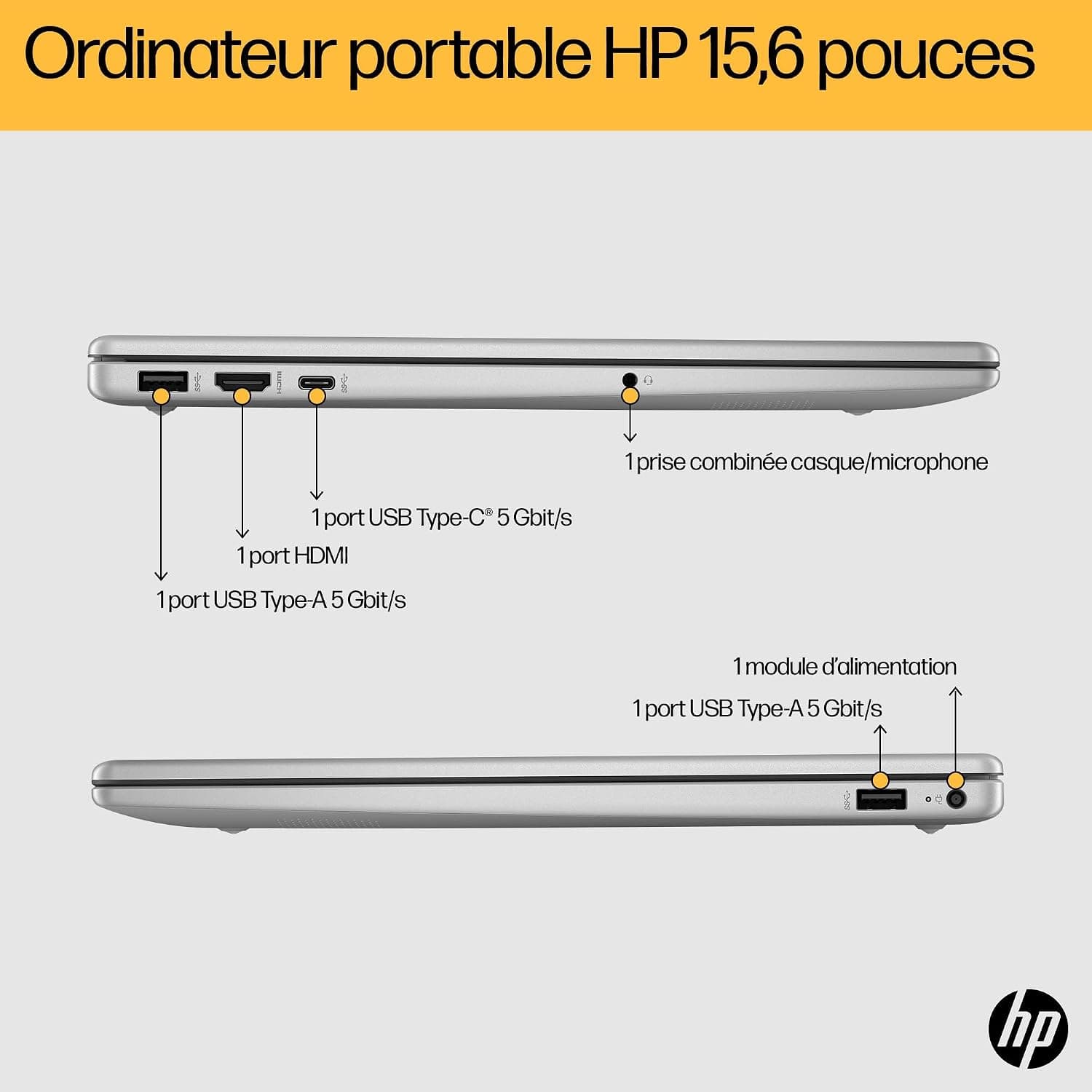لپتاپ HP مدل 15-fc0005sf، 15.6 اینچ FHD، نقرهای لپتاپ HP مدل 15-fc0005sf، 15.6 اینچ FHD، نقرهای