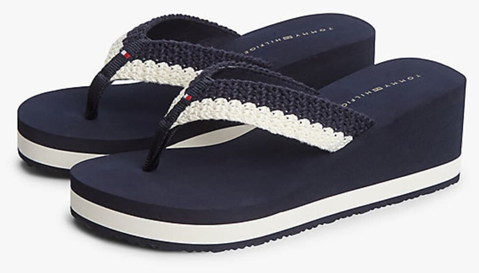 صندل زنانه Tommy Hilfiger تابستانی پاشنه گوهای مدل Scandi صندل زنانه Tommy Hilfiger تابستانی پاشنه گوهای مدل Scandi