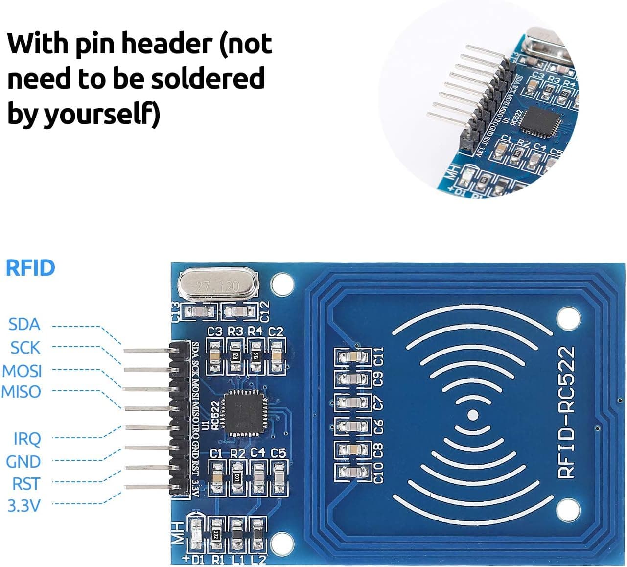 ماژول خواننده RFID RC522 SunFounder کارت سفید S50 جاکلیدی برای Arduino و Raspberry Pi ماژول خواننده RFID RC522 SunFounder کارت سفید S50 جاکلیدی برای Arduino و Raspberry Pi