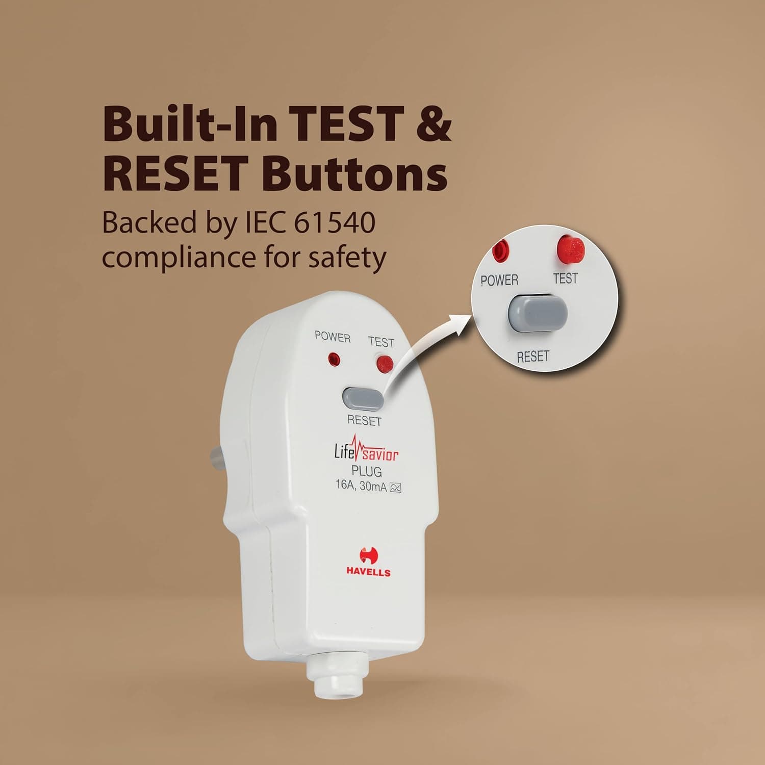 دوشاخه PRCD Havells پلاستیکی سفید 16A 30mA دوشاخه PRCD Havells پلاستیکی سفید 16A 30mA