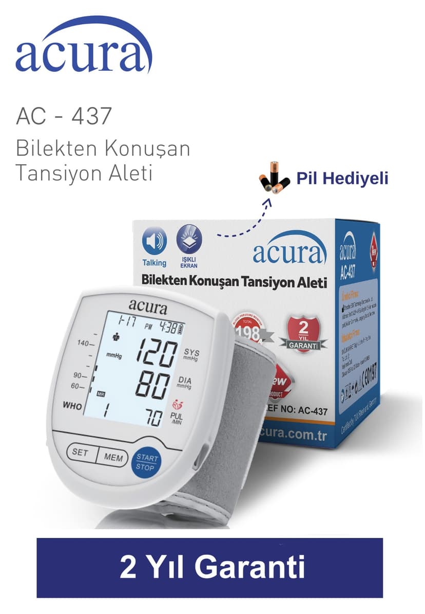 دستگاه فشارسنج مچی Acura با نمایشگر روشن و صدای ترکی مدل Ac-437 دستگاه فشارسنج مچی Acura با نمایشگر روشن و صدای ترکی مدل Ac-437
