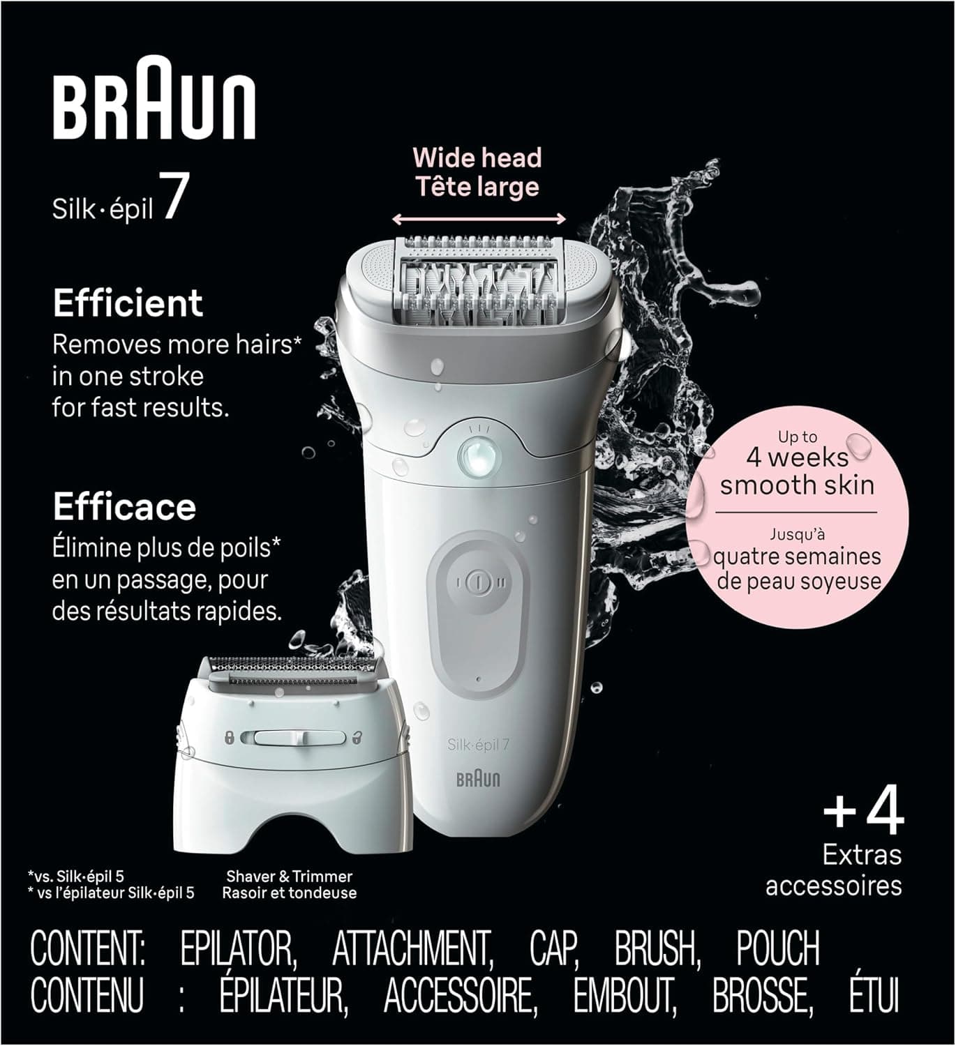 دستگاه اپیلاسیون زنانه Braun Silk-épil 7 نقرهای مرطوب و خشک با سری پهن، مدل SE7-041 دستگاه اپیلاسیون زنانه Braun Silk-épil 7 نقرهای مرطوب و خشک با سری پهن، مدل SE7-041
