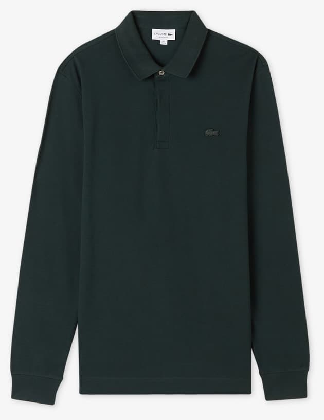 پولو مردانه Lacoste فیت معمولی آستین بلند سبز تیره Paris پولو مردانه Lacoste فیت معمولی آستین بلند سبز تیره Paris