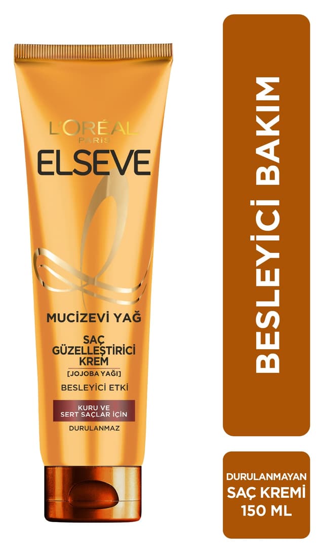 کرم مغذی و زیبایی مو برای موهای خشک و زبر Elseve Mucizevi Yağ حاوی روغن جوجوبا 150ml کرم مغذی و زیبایی مو برای موهای خشک و زبر Elseve Mucizevi Yağ حاوی روغن جوجوبا 150ml
