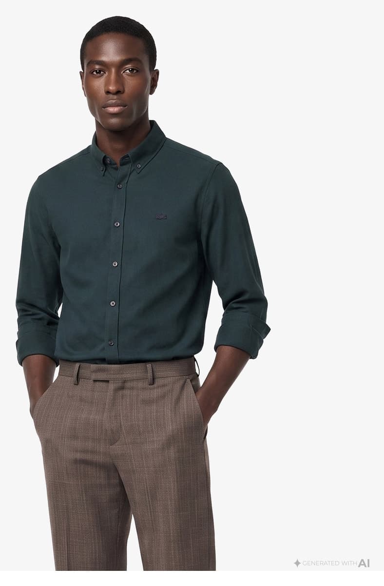پیراهن مردانه Lacoste یقه دکمهدار فیت معمولی سبز تیره پیراهن مردانه Lacoste یقه دکمهدار فیت معمولی سبز تیره