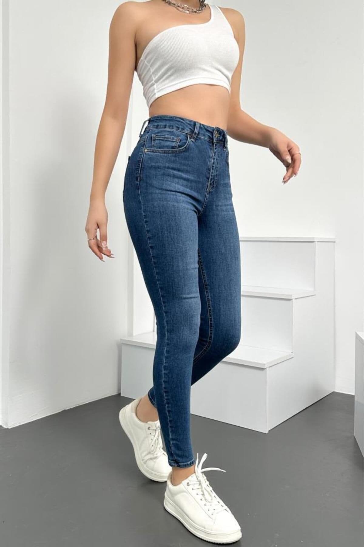 شلوار جین زنانه HLT JEANS آبی روشن سوپر اسکینی فاق بلند کشی مدل JENNİE-AÇIK MAVİ شلوار جین زنانه HLT JEANS آبی روشن سوپر اسکینی فاق بلند کشی مدل JENNİE-AÇIK MAVİ