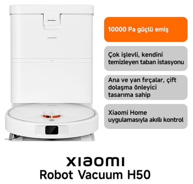 جاروبرقی رباتیک Xiaomi سفید با قدرت مکش 10000 Pa مدل H50 جاروبرقی رباتیک Xiaomi سفید با قدرت مکش 10000 Pa مدل H50