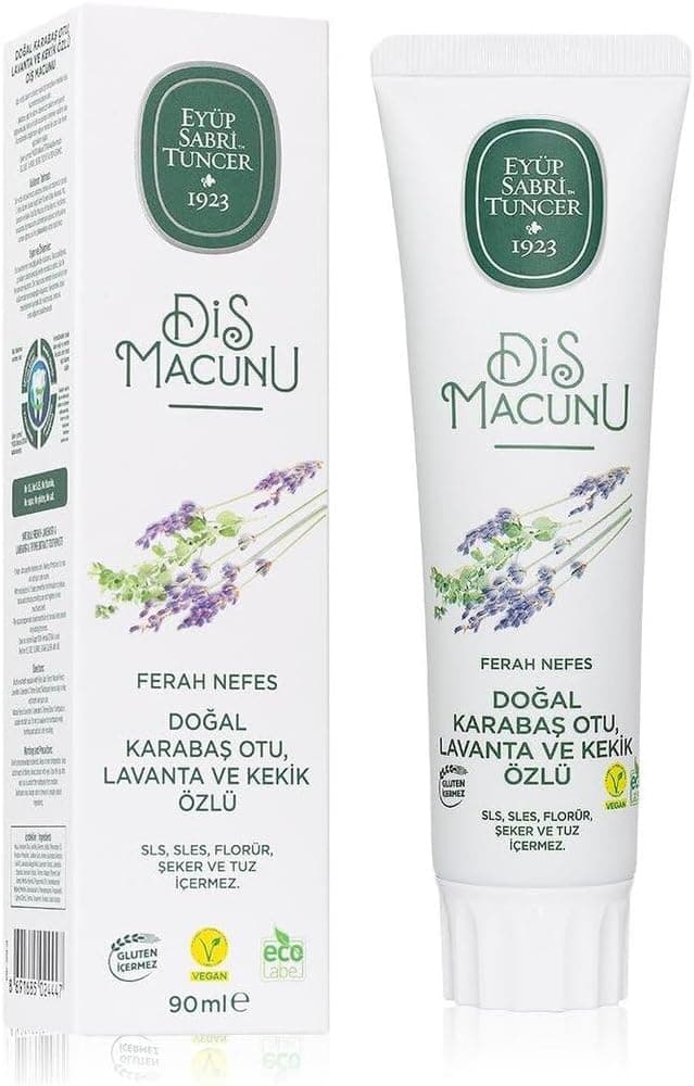 خمیردندان Eyup Sabri Tuncer طبیعی با عصاره گیاه کاراباش، اسطوخودوس و آویشن 90ml خمیردندان Eyup Sabri Tuncer طبیعی با عصاره گیاه کاراباش، اسطوخودوس و آویشن 90ml
