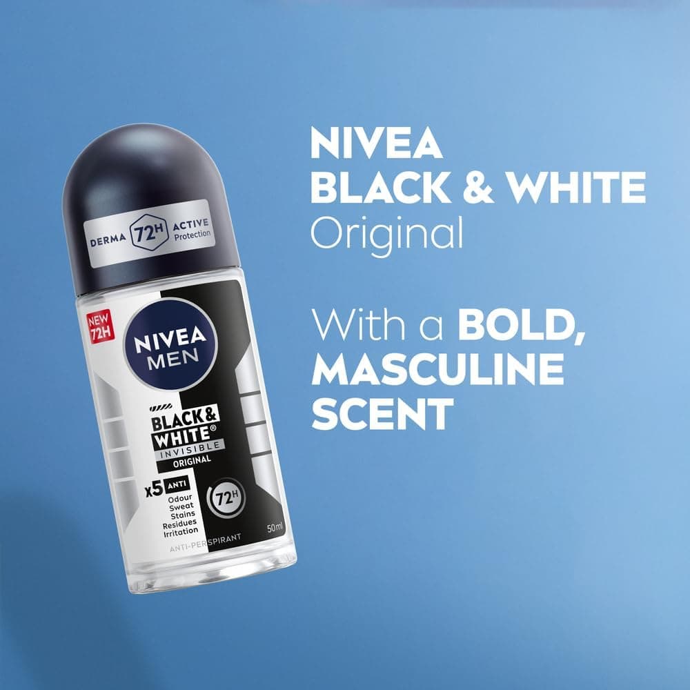 رولآن ضدتعریق مردانه NIVEA مدل Black & White Invisible Protection Original، 2x50ml رولآن ضدتعریق مردانه NIVEA مدل Black & White Invisible Protection Original، 2x50ml