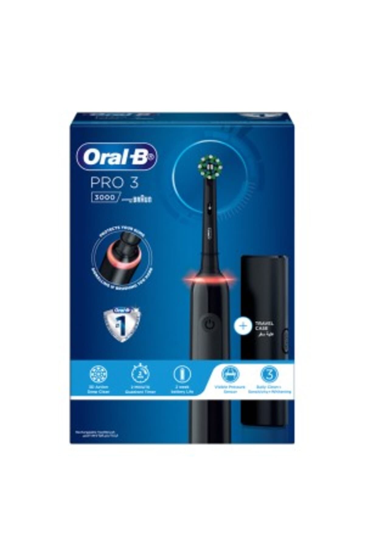 مسواک برقی Oral-B مشکی با کیف مسافرتی و حسگر فشار قابل مشاهده PRO 3 -3000 مدل D505.513.3X مسواک برقی Oral-B مشکی با کیف مسافرتی و حسگر فشار قابل مشاهده PRO 3 -3000 مدل D505.513.3X