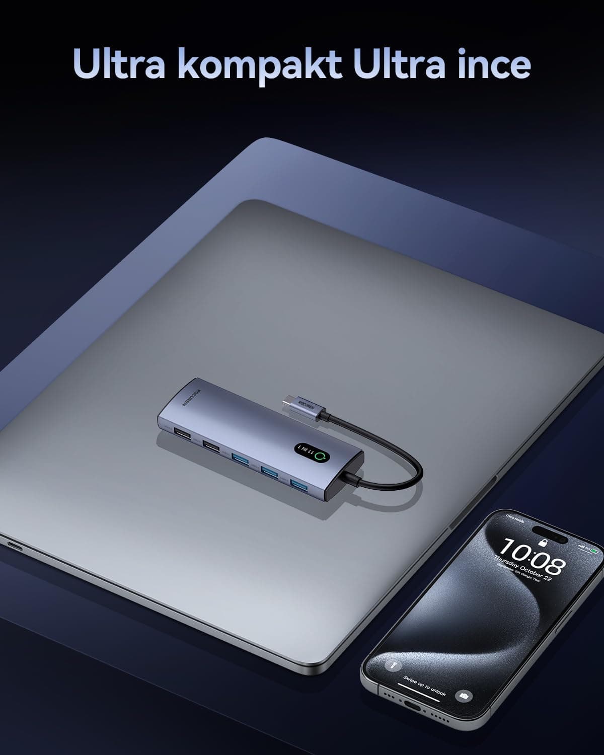 هاب USB یازدهپورته Rocoren با HDMI 4K 30Hz، Gigabit Ethernet، کارتخوان SD و TF و جک 3.5mm هاب USB یازدهپورته Rocoren با HDMI 4K 30Hz، Gigabit Ethernet، کارتخوان SD و TF و جک 3.5mm