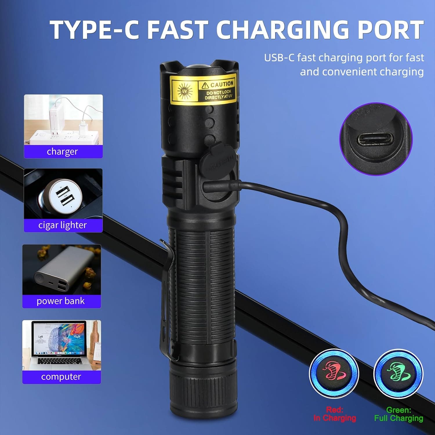 چراغ قوه فرابنفش DARKBEAM LED با نور سیاه 365nm قابل شارژ USB-C فوکوسپذیر و مقاوم در برابر آب چراغ قوه فرابنفش DARKBEAM LED با نور سیاه 365nm قابل شارژ USB-C فوکوسپذیر و مقاوم در برابر آب