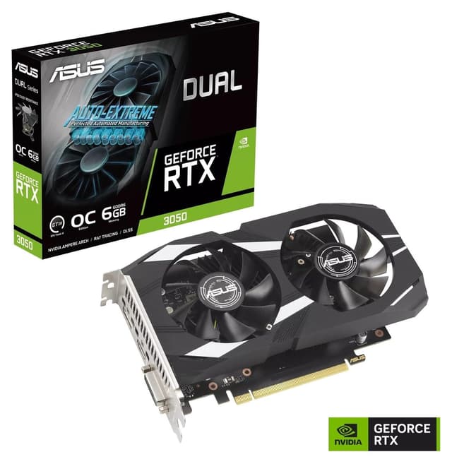 کارت گرافیک ASUS GDDR6 با خروجی DVI HDMI DP 96BİT مدل DUAL-RTX3050-O6G کارت گرافیک ASUS GDDR6 با خروجی DVI HDMI DP 96BİT مدل DUAL-RTX3050-O6G