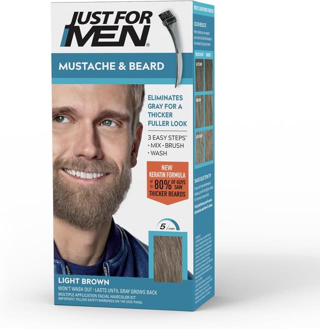 رنگ ریش و سبیل Just For Men موی خاکستری با قلم مو قهوهای روشن مدل M-25 رنگ ریش و سبیل Just For Men موی خاکستری با قلم مو قهوهای روشن مدل M-25