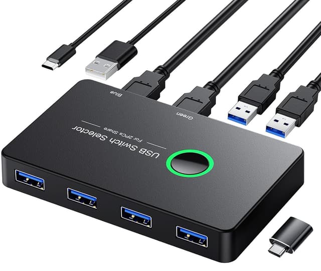 هاب سوییچ KVM USB 3.0 چهارپورته ULXUUUN برای اشتراکگذاری بین ۲ کامپیوتر سازگار با Windows و macOS هاب سوییچ KVM USB 3.0 چهارپورته ULXUUUN برای اشتراکگذاری بین ۲ کامپیوتر سازگار با Windows و macOS