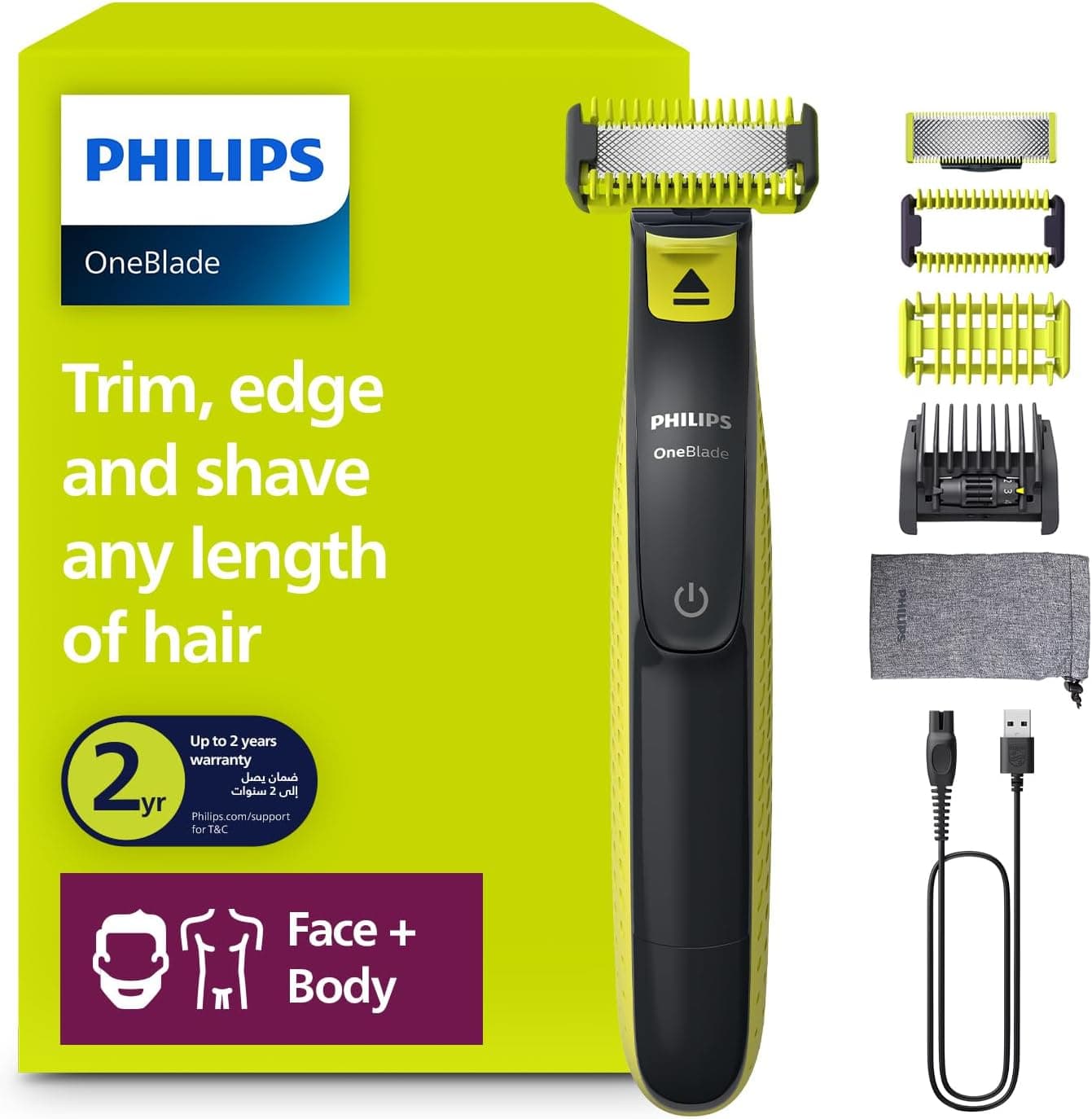 بسته 2 عددی تیغه یدک PHILIPS Oneblade سبز لیمویی مدل Qp220/51 بسته 2 عددی تیغه یدک PHILIPS Oneblade سبز لیمویی مدل Qp220/51