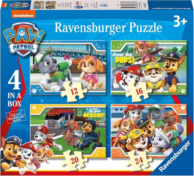 پازل Ravensburger ۴ در ۱ Paw Patrol ۱ تا ۳۹ قطعه پازل Ravensburger ۴ در ۱ Paw Patrol ۱ تا ۳۹ قطعه