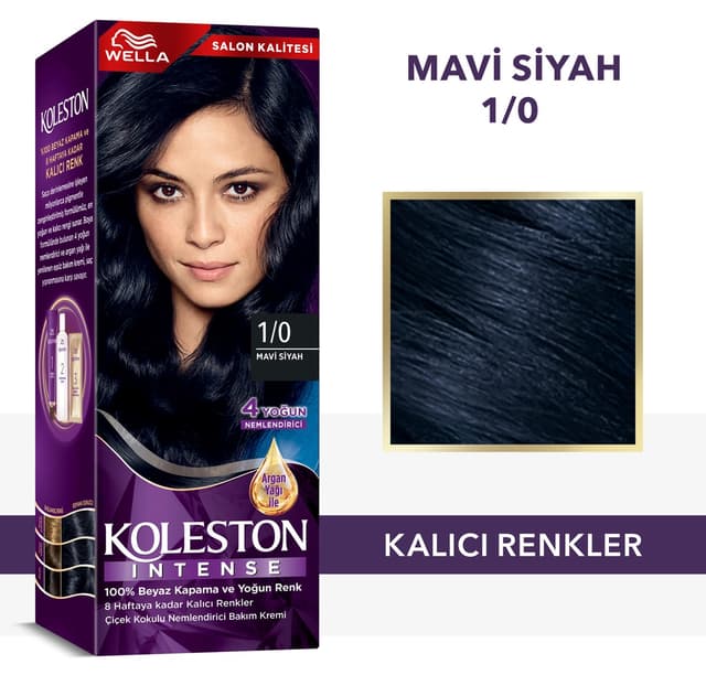 رنگ مو زنانه Wella آبی مشکی Koleston Intense مدل 1/0 رنگ مو زنانه Wella آبی مشکی Koleston Intense مدل 1/0