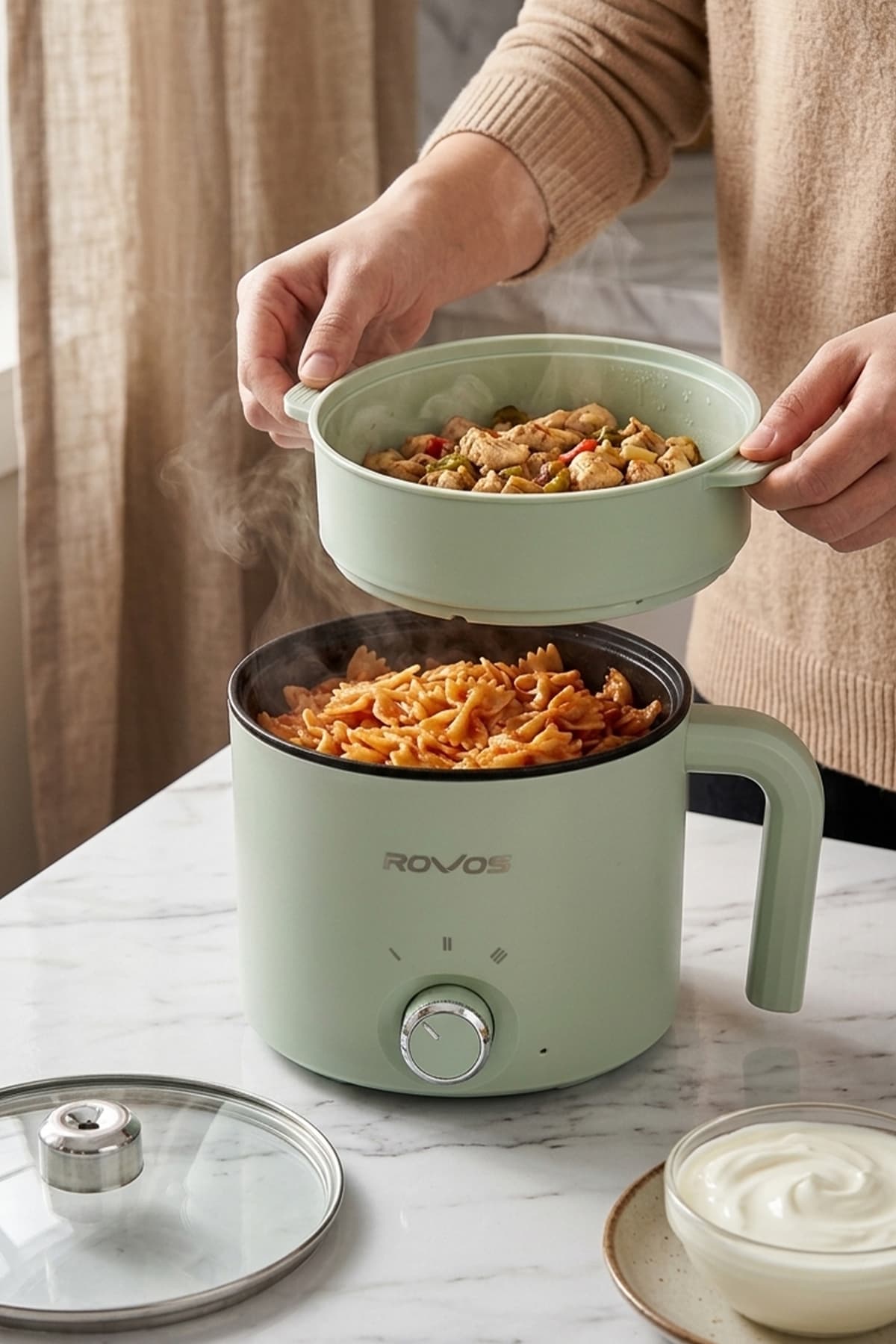 دستگاه پختوپز برقی چندکاره Pikas Rovos با قابلیت بخارپز و پخت در روغن مدل RV-5100 دستگاه پختوپز برقی چندکاره Pikas Rovos با قابلیت بخارپز و پخت در روغن مدل RV-5100