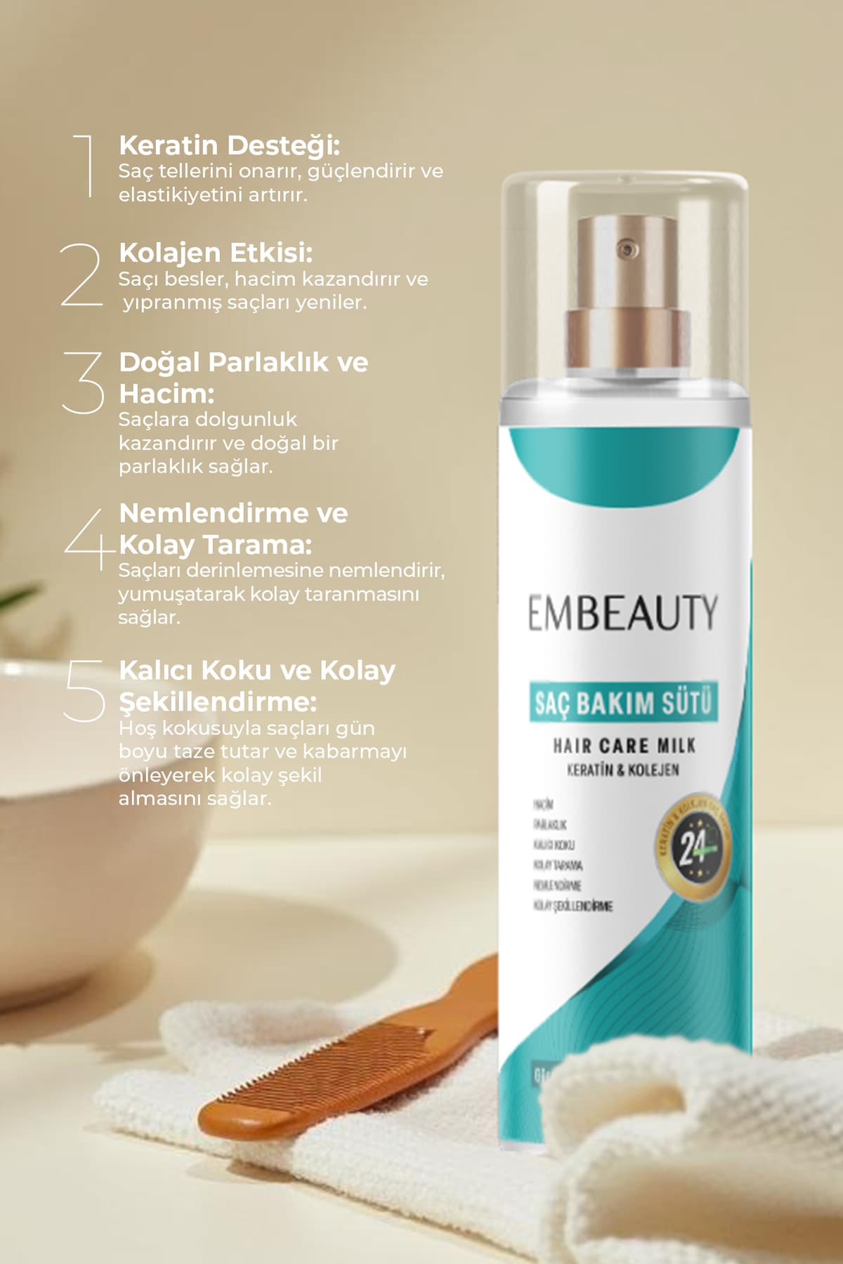 شیر موی مغذی Embeauty حاوی کراتین و کلاژن 200 ML شیر موی مغذی Embeauty حاوی کراتین و کلاژن 200 ML