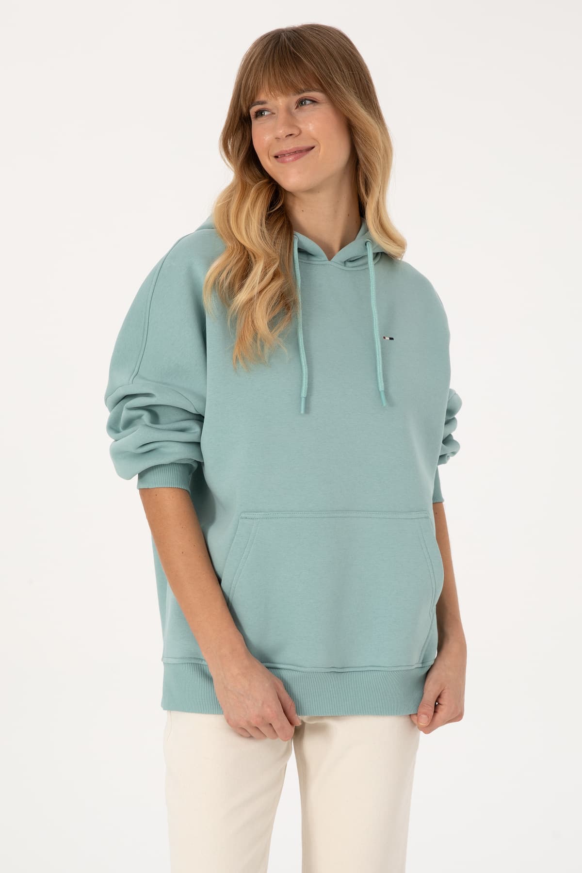 سوئیشرت زنانه U.S. Polo Assn. هودی دار فلیس نعنایی مدل 50313567-VR090 سوئیشرت زنانه U.S. Polo Assn. هودی دار فلیس نعنایی مدل 50313567-VR090