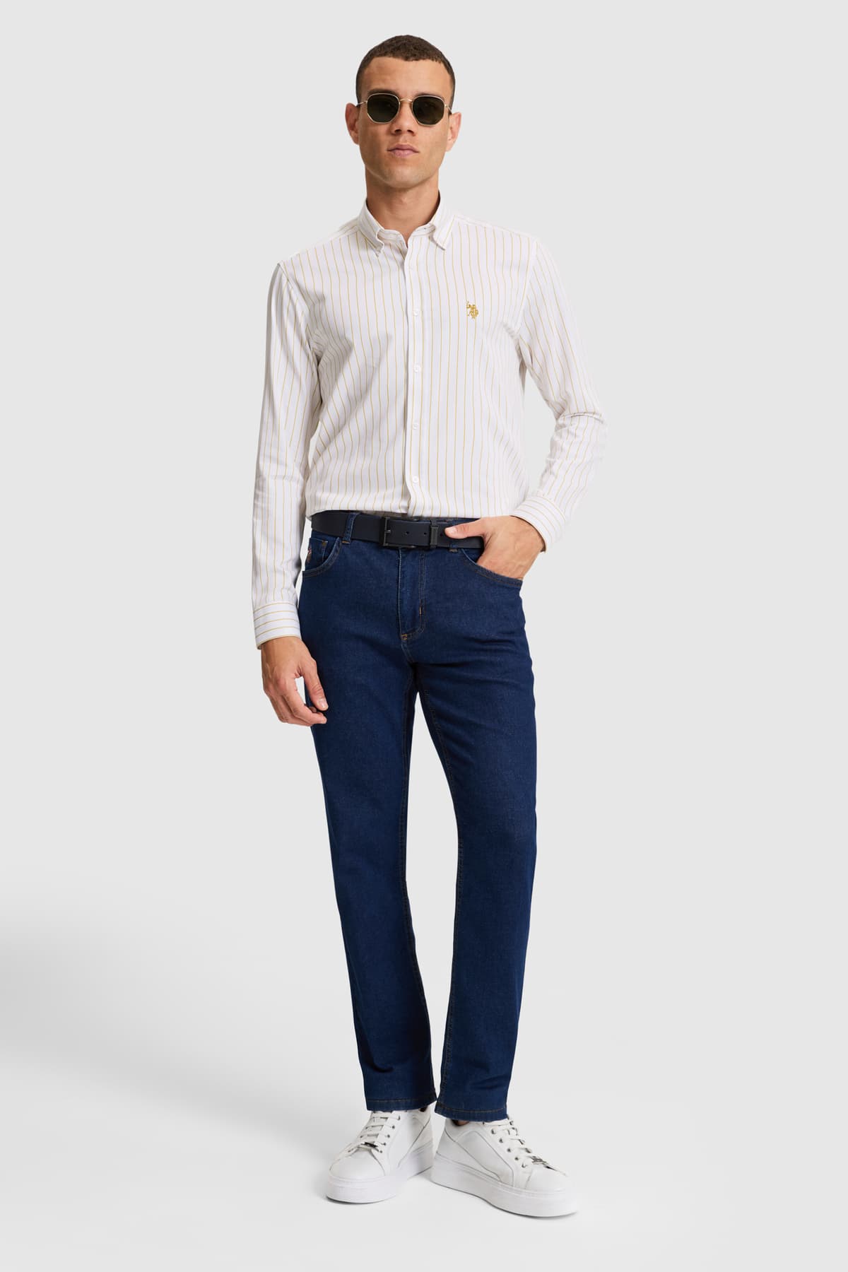 پیراهن مردانه U.S. Polo Assn. آستین بلند راهراه سبز زیتونی مدل 50324745-VR235 پیراهن مردانه U.S. Polo Assn. آستین بلند راهراه سبز زیتونی مدل 50324745-VR235