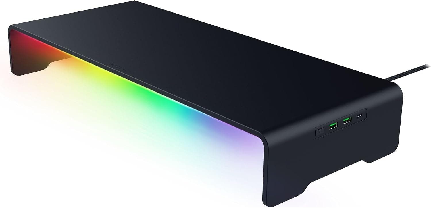 استند مانیتور Razer با نور RGB و هاب ۴ پورت USB-C مدل Chroma سیاه استند مانیتور Razer با نور RGB و هاب ۴ پورت USB-C مدل Chroma سیاه