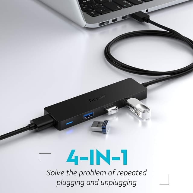 هاب USB 3.0 با 4 پورت Aceele فوق نازک مشکی هاب USB 3.0 با 4 پورت Aceele فوق نازک مشکی